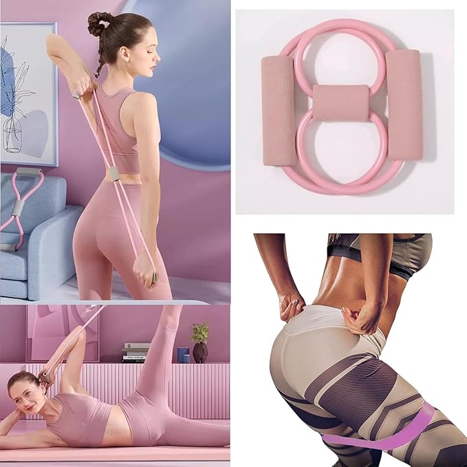 Pilates Set – Home Pilates Equipment for Women Kit with Magic Circle Pilates Ring and Ball Set, Resistance Bands & Massage Balls & Exercise Bands for Toning，Flexibility & Core Strength-FlexoryFit