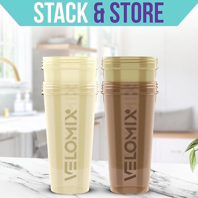 '-4 PACK- 28 oz Protein Shaker Bottle for Protein Mixes - 4x Wire Whisk | Leak Proof Shaker Cups for Protein Shakes | Protein Shaker Bottle Pack | Protein Shake Cup (Brown)-FlexoryFit