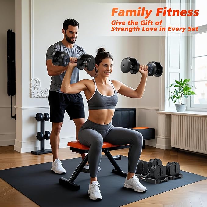 Adjustable Dumbbells Set of 2, 1 Hand Adjustable Weights Dumbbells Set, 5 in 1/10 in 1 Free Dumbbell with Anti-Slip Texture Handle, 25/55/80lb Pair Weight Set For Home Gym Suit both Men and Women-FlexoryFit