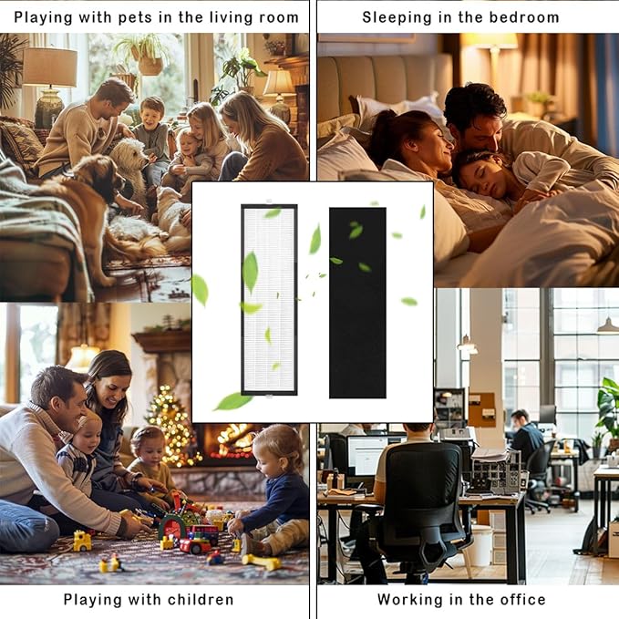 For TF60 TF60-Pure T500 Filter Replacement True HEPA Filter Carbon for Breathe Smart Tower Air Purifier (Includes 4 Hepa & 4 Carbon Filters)