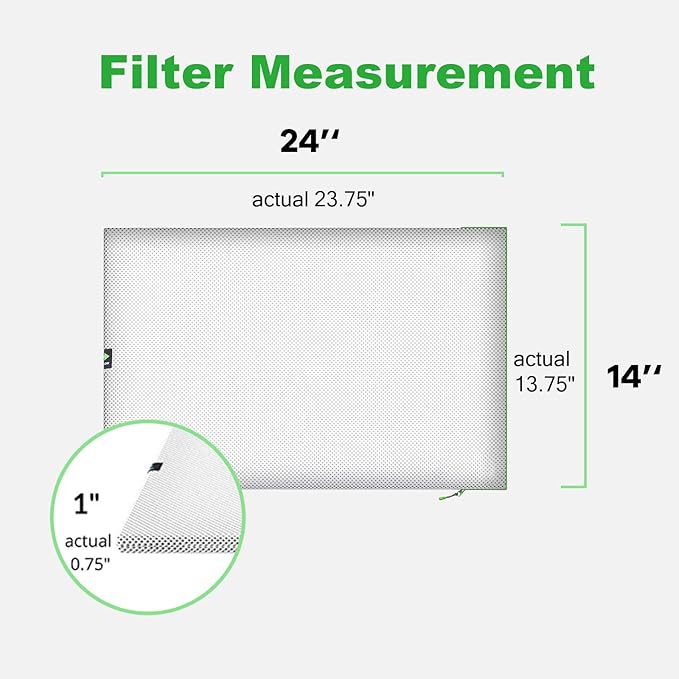 14x24x1 Extra Replacement Filter without Frame, Washable and Reusable Air Filter 14x24x1 for AC HVAC Furnace, MERV 8 Air Filters Machine Washable, AC Furnace Air Filter without Frame