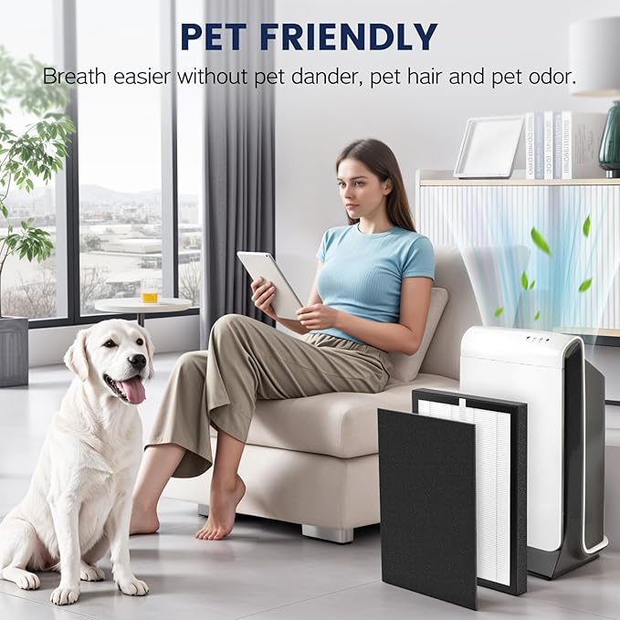 ProHEPA 9000 Replacement Filter Compatible with VEVA 9000 Air Puri-fiers, 2 Pack HEPA Replacement Filters & 8 Activated Carbon Pre-Filters