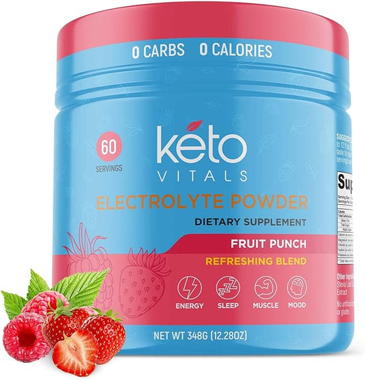 Keto Vitals Keto Electrolytes Powder | Keto-Friendly Electrolytes with Potassium, Magnesium, Sodium, Calcium | Electrolytes Sugar Free | Supplement Energy Drink Mix | Zero Calories, Zero Carbs-FlexoryFit