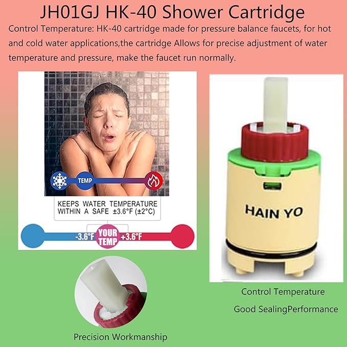 JH01GJ HK-40 Faucet Cartridge,Single Lever Faucet Cartridge,Compatible with Single Handle Tub and Shower Faucet,For Home Shower Cartridge Handle Cartridge Replacement,Commonly Used in Uberhaus Faucets
