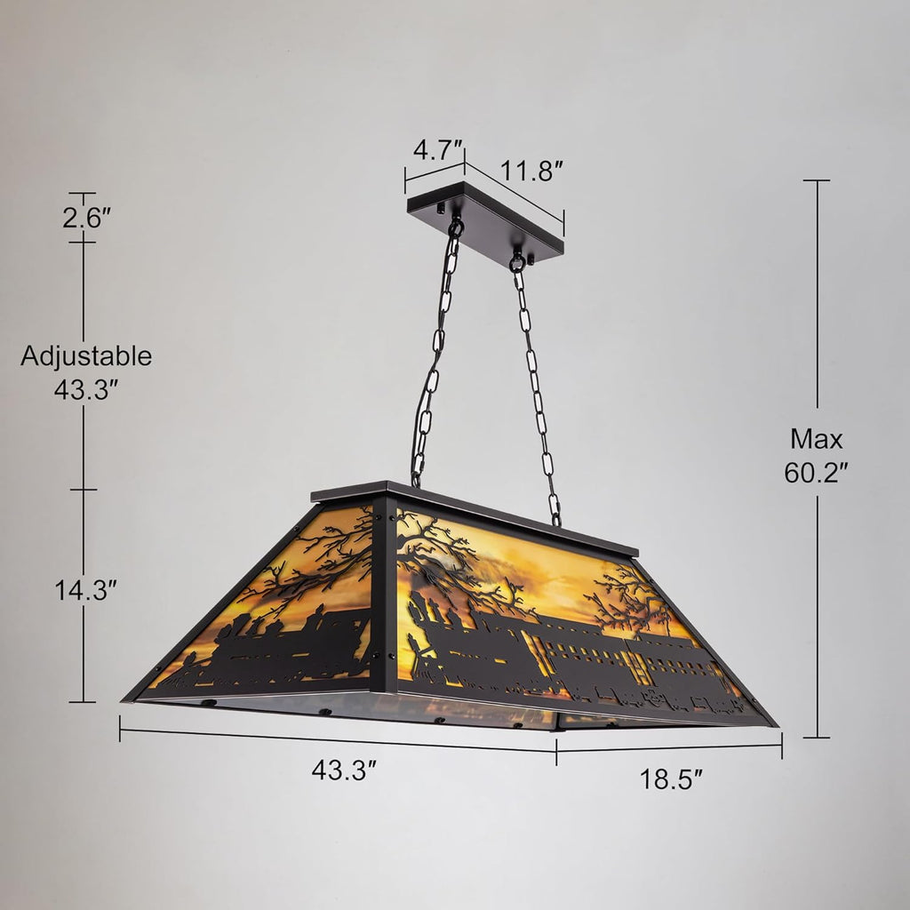 TOCHIC 3 Light Pool Table Light, Vintage Train Billiard Light Retro Kitchen Island Pendant, Adjustable Hanging Pool Table Lights Fixture for Game Rooms, Snooker Table, Cabin, Men Cave, Dining Room