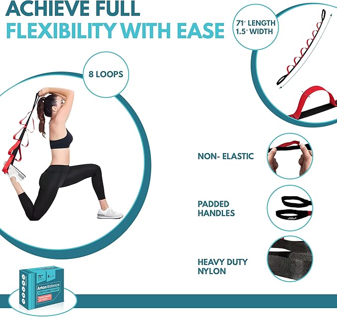 Stretching Straps for Flexibility, Balance, and Leg Stretching – Multiple Styles for Yoga, Ballet, Dance, Gymnastics & Physical Therapy-FlexoryFit