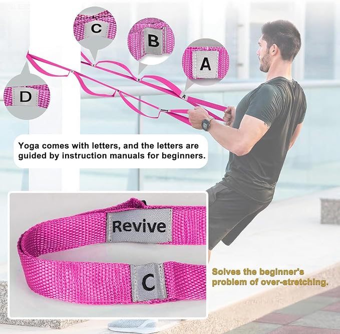 Stretching Strap Yoga Strap with 10 Loops, Non-Elastic Stretch Band for Physical Therapy, Flexibility, Exercise, Pilates, Dance & Gymnastics Workout-FlexoryFit