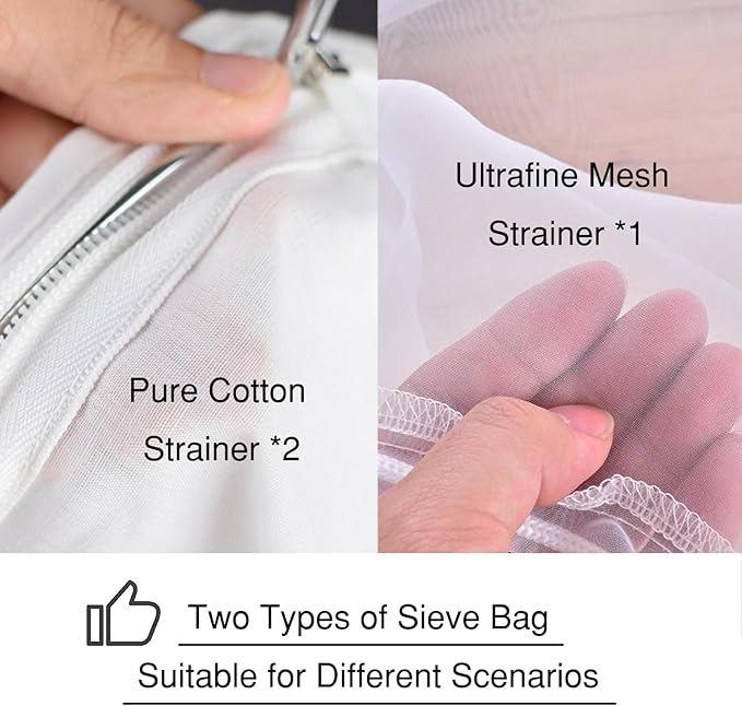 Nut Milk Bag Strainer with Stand, Strainers Fine Mesh Bags, Jelly strainer, Reusable Cheese Cloth Bag for Straining for Filter Juices, NutMilk, Cheese, Honey, Butter, L