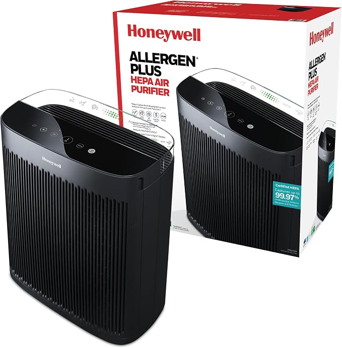 Honeywell HEPA Air Purifier for Home, 2423 Ft² Rooms in 1 Hour, Air Quality by HoneywellPluggedIn