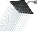 Lordear Black Shower Head 6 Inch Rainfall Black Shower Head Square Solid Ultra Thin 304 Stainless Steel Fixed Rain Shower Head with Self Cleaning Nozzles