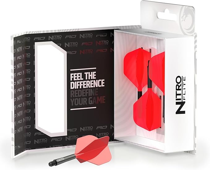 RED DRAGON Darts – Nitro Flite Integrated Flight & Shaft System – No.2 Shape and Design - Available in Short, Intermediate & Medium - Available in Variety of Colours - Professional Darts Accessories