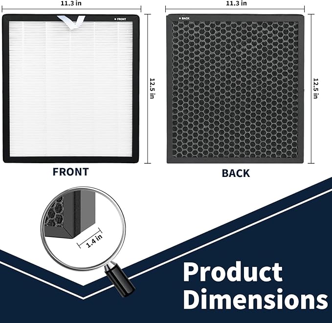 2 Pack Vital 100S Replacement Filter for LEVOIT Vital 100S Air Purifi-er. High Efficiency 3-in-1 H13 Grade HEPA and Activated Carbon Filter.Vital 100S-P Filter, Replace Part #Vital 100S-RF.