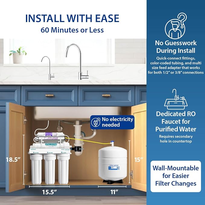 APEC Water ROES-PHUV75, 7-Stage Alkaline Under Sink Reverse Osmosis Water - Image 6