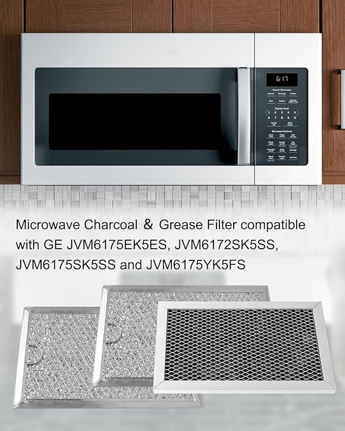 Microwave Charcoal and Grease Filter Fit for GE JVM6175EK5ES JVM6172SK5SS JVM6175SK5SS JVM6175YK5FS