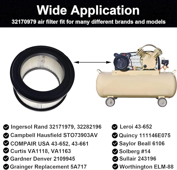 32170979 Air Filter Soberg # 14 A424 Air Intake Filter Element for Ingersoll Rand SS5 2340 T30 2475 Air Compressor - 2 Pack