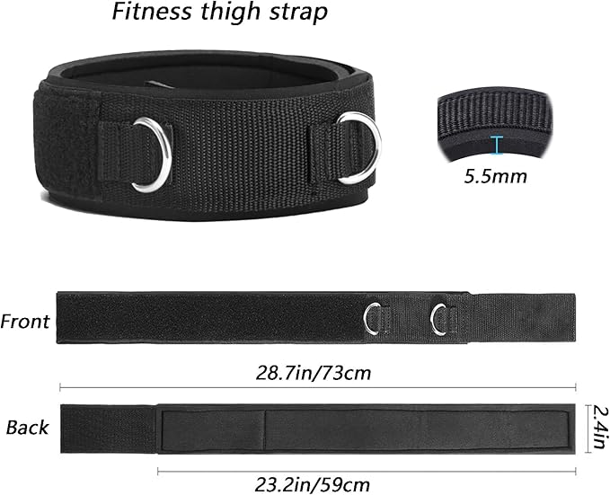 2Pcs Fitness Thigh Straps Soft Neoprene Padded Fitness Leg Exercise Attachment Adjustable Thigh Resistance Belt for Machines Gym Workout Speed Exercise Taekwondo Football Running-FlexoryFit