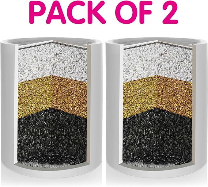 Enhanced Formula Multi-Stage Shower Filter Cartridge,High output Universal replacement filter cartridge, Remove Chlorine Heavy Metals and Other Sediments, Reduces Dry Itchy Skin（Pack of 2)