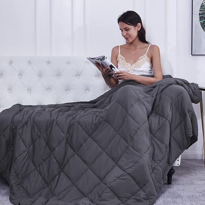 Weighted Blanket 25lbs 88"x104" Cooling Breathable Heavy Blanket Microfiber Material with Glass Beads for Adult All-Season Summer Fall Winter Soft Thick Comfort