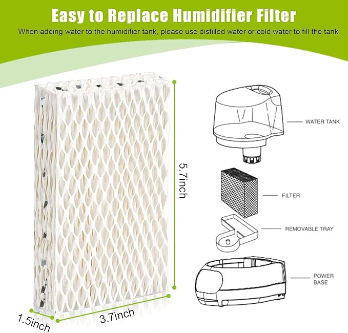 8 Pack WF813 Humidifier Filters Wick Replacement Compatible with ReliOn RCM-832 RCM-832N WF813 DH832 ProCare PCWF813 Equate EQWF813 EQ-2119-UL Duracraft DH-830 Cool Mist Humidifier Filters