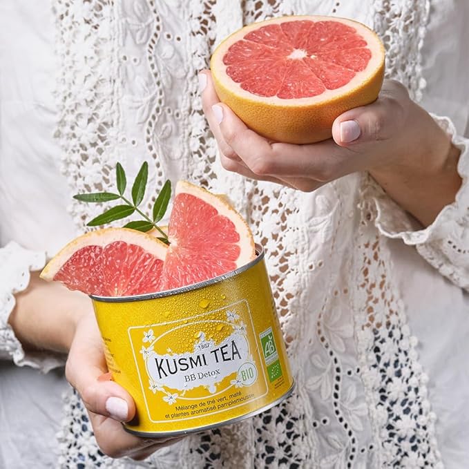 Kusmi Tea - BB Detox - Iconic Detox Tea - 100% Organic - Blend of Green Tea, Mate & Grapefruit - Organic Flavored Yerba Mate Tea - Loose Leaf - Tin Box of 3.5 oz - Quantity for about 50 cups-FlexoryFit