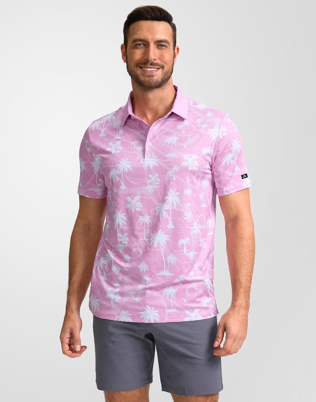 Obla Mens Golf Polo Shirts Short Sleeve Dry Fit Performance Moisture Wicking Casual Print Collared Golf Shirts for Men