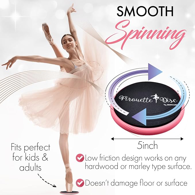 Ballet Pirouette Disc for Dancers - Portable Turn Disc for Dancing on Releve, Gymnastics and Ice Skaters - for Better Pirouette Technique, Releve, Turns and Dance Spinning-FlexoryFit