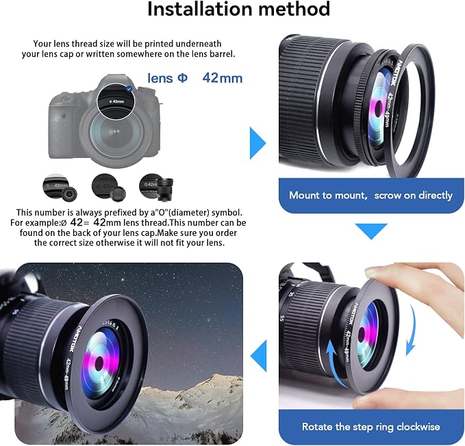 42mm Lens to 49mm Camera Lens Adapter, 42mm to 49mm Filter Step up Ring Adapter - Image 5