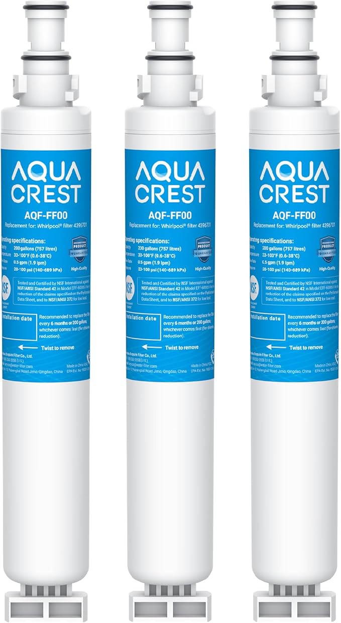 AQUA CREST 4396701 Replacement for Kenmore 9915, 469915, Whirlpool EDR6D1, WF293, RWF2000A, LC200V, SGF-W10, L200V, RWF1021, Filter 6, WFL200, 4396702, 3 PACK