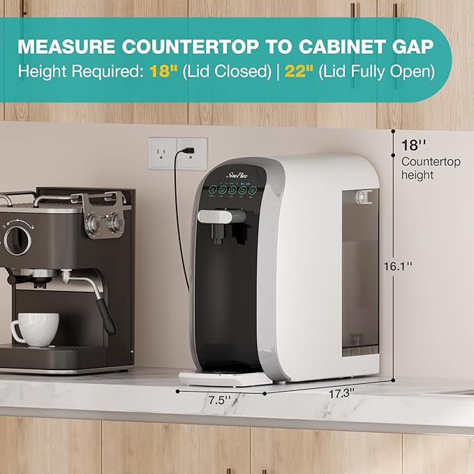SimPure Y7P-BW UV Countertop Reverse Osmosis Water Filter, NSF/ANSI 58 Certified, 5 Stage RO Water Filtration System, Water Purifier for Home, 4: 1 Pure to Drain, BPA Free (No Installation Required)