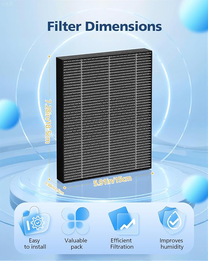6000S Filters Replacement Compatible with LEVOIT Superior 6000S Smart Evaporative Humidifier, 12 Pack Gray 6000S Wick Filters+ 6 Pack White Top Fill Filters