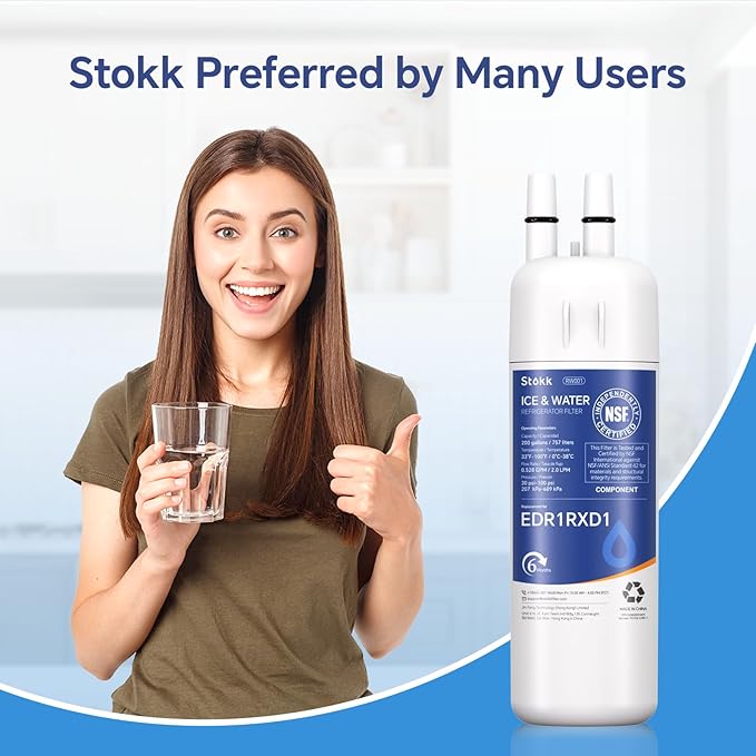 Stokk EDR1RXD1 Replacement Compatible with Everydrop Filter 1, EDR1RXD1B, Whirlpool W10295370A, P8RFWB2L, P4RFWB, P5WB2L, 46-9081, 46-9930, RW001 Refrigerator Water Filter, 3 Pack