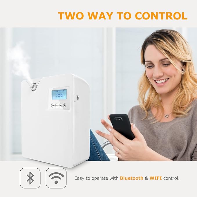 Smart Scent Air Machine for Home - Waterless Essential Oil Diffuser with Cold Air Diffusion Technology, HVAC Scent Diffuser 300ml for Large Room, Professional Atomizing Cover Up to 2,000 Sq.Ft.