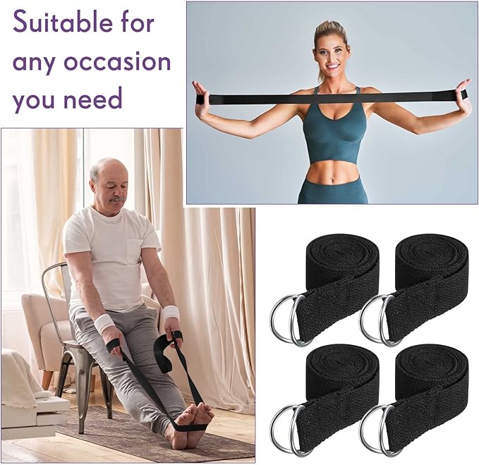 Jerify 10 Pcs Yoga Strap for Stretching Bulk 6ft Exercise Stretch Band with Metal D Ring Adjustable Pilates Non Elastic Yoga Stretch Belt for Women Men Physical Fitness Gym Workout Dance-FlexoryFit