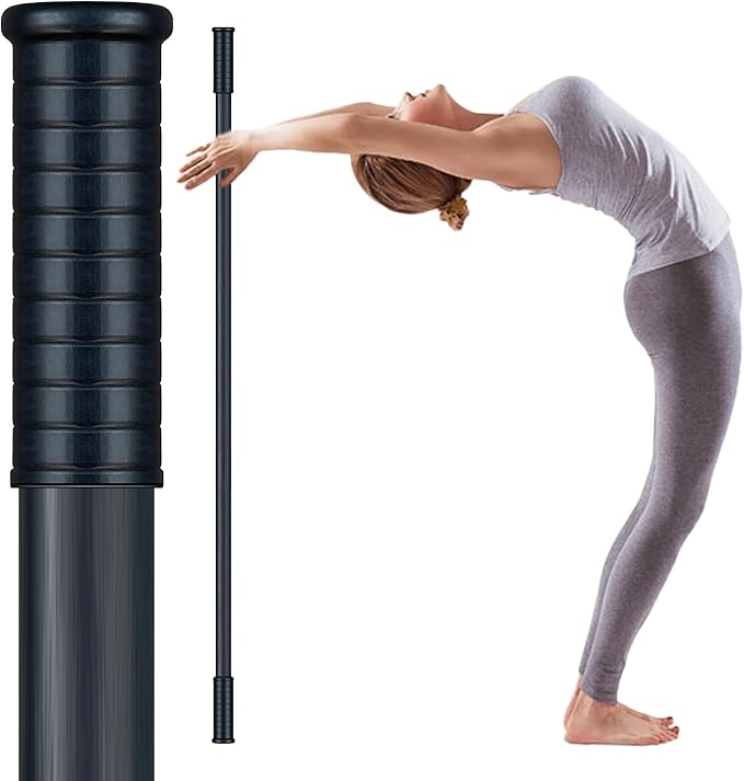 5ft Yoga Stick from Natural Bamboo with Non-Slip Handle-Stretching Stick for Mobility, Flexibility,Exercise,Workout, Physical Therapy,Pilates,Balance Fitness-Access Online Video Guide Without Any Info-FlexoryFit