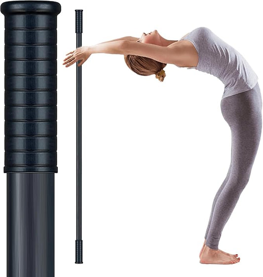 5ft Yoga Stick from Natural Bamboo with Non-Slip Handle-Stretching Stick for Mobility, Flexibility,Exercise,Workout, Physical Therapy,Pilates,Balance Fitness-Access Online Video Guide Without Any Info-FlexoryFit