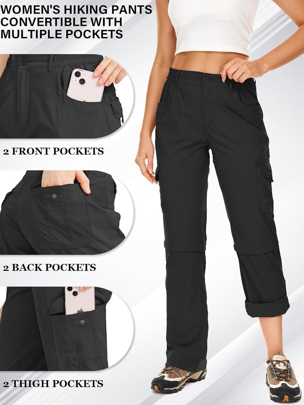 Women's Hiking Pants Convertible Quick Dry Lightweight Zip Off Fishing Travel Safari Pants