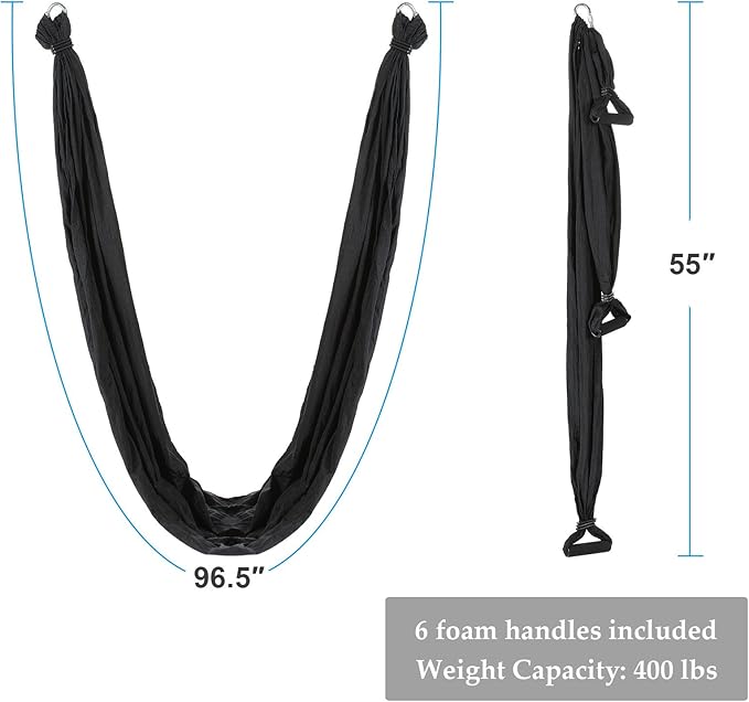 ZELUS Aerial Yoga Swing Sling Strong Yoga Hammock Kit Set Trapeze Inversion Equipment Include 2 Extensions Straps and Ceiling Mounting Kit-FlexoryFit