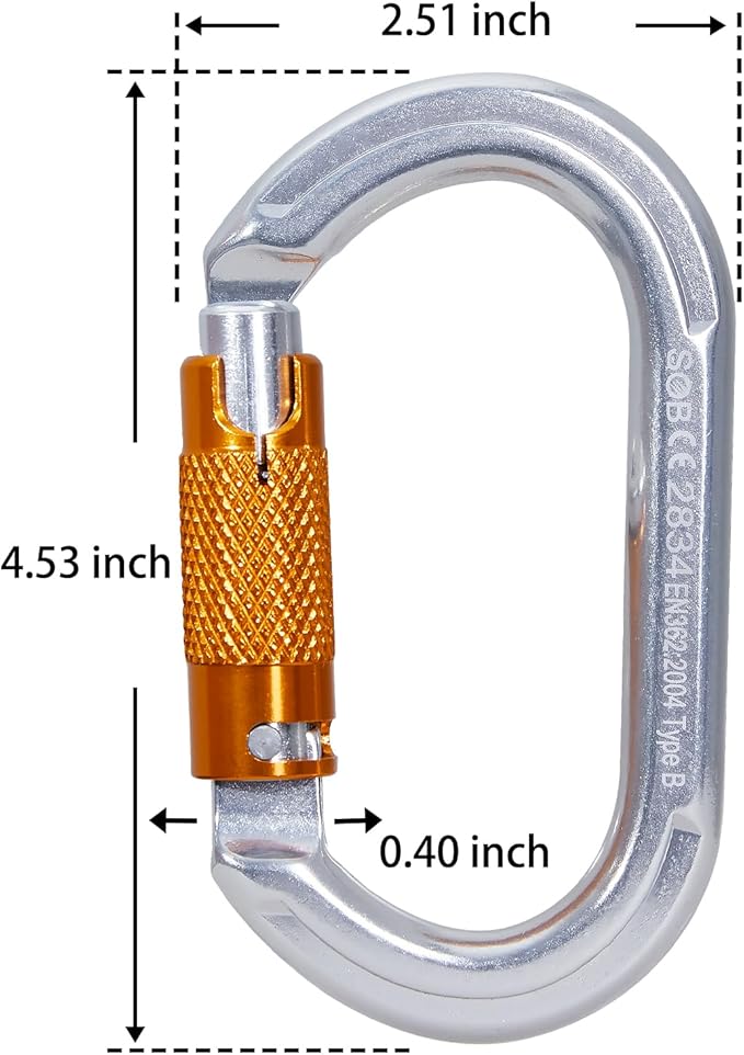 SOB Auto Locking Climbing Carabiner Clips,Heavy Duty Asymmetrical Carabiner Connector Used for Rappelling Gear Rescue Outdoor Projects Dog Leash