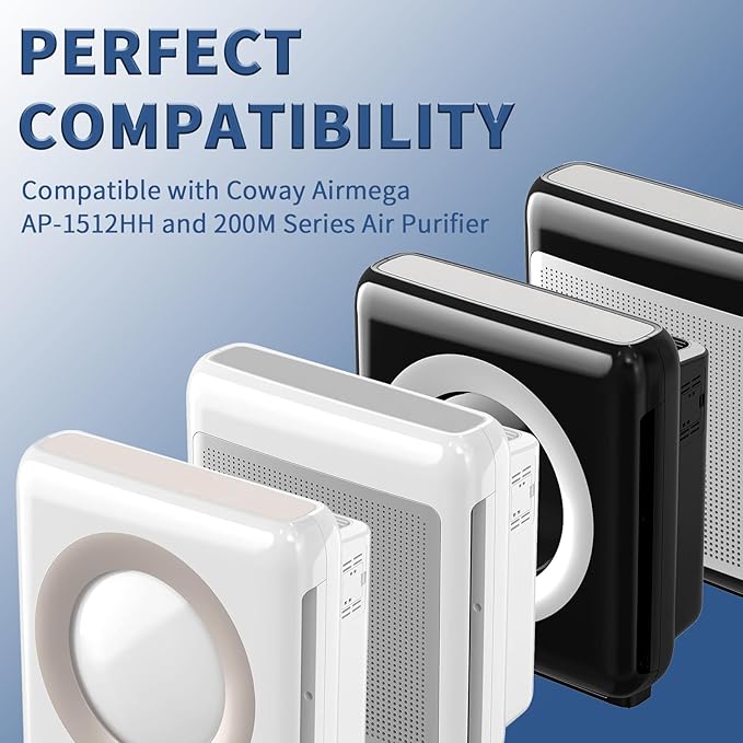AP-1512HH Replacement Filter for Coway Airmega AP-1512HH and Airmega 200M Series Air Purifiers, Funmit 2 True HEPA Filter & 6 Activated Carbon Pre-Filters, Compared to Part # 3304899