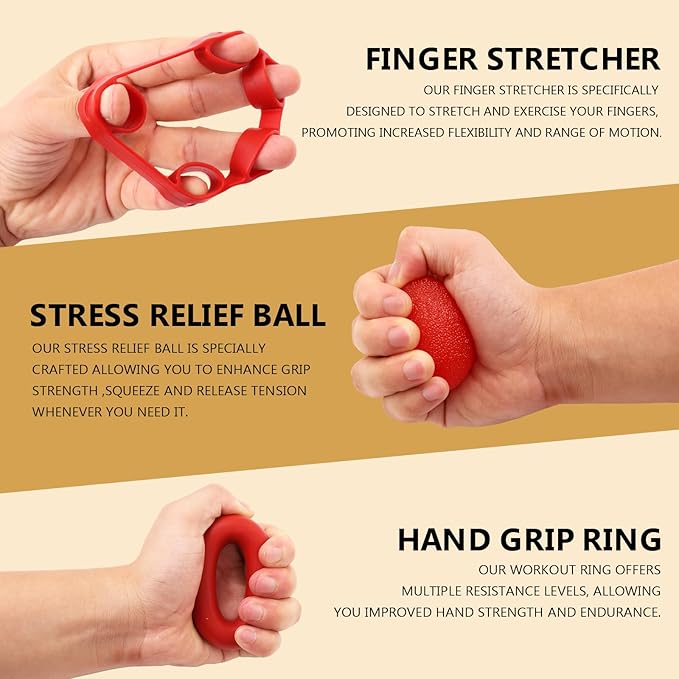 11PCS Grip Strength Trainer Kits, Hand Gripper Strengthener, Forearm Strengthener, Finger Strengthener, Finger Exerciser, Hand Exerciser, Stress Relief Ball, Grip Ring, for Muscle Building, Recover Hand Injury-FlexoryFit