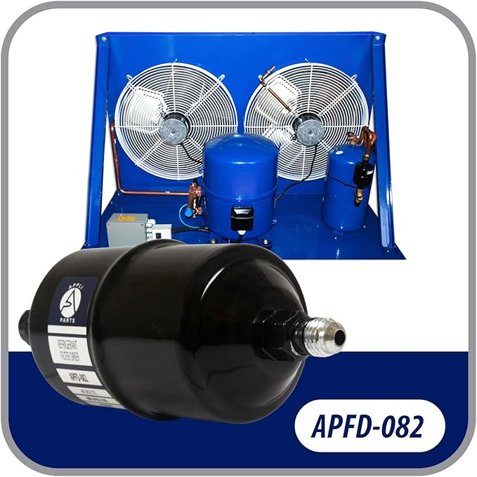 Appli Parts APFD-082 1/4 in Liquid Line Refrigerant AC Filter Drier hvac Refrigeration 082 SAE Flare connection universal unidirectional 6in long 2-1/4 in wide