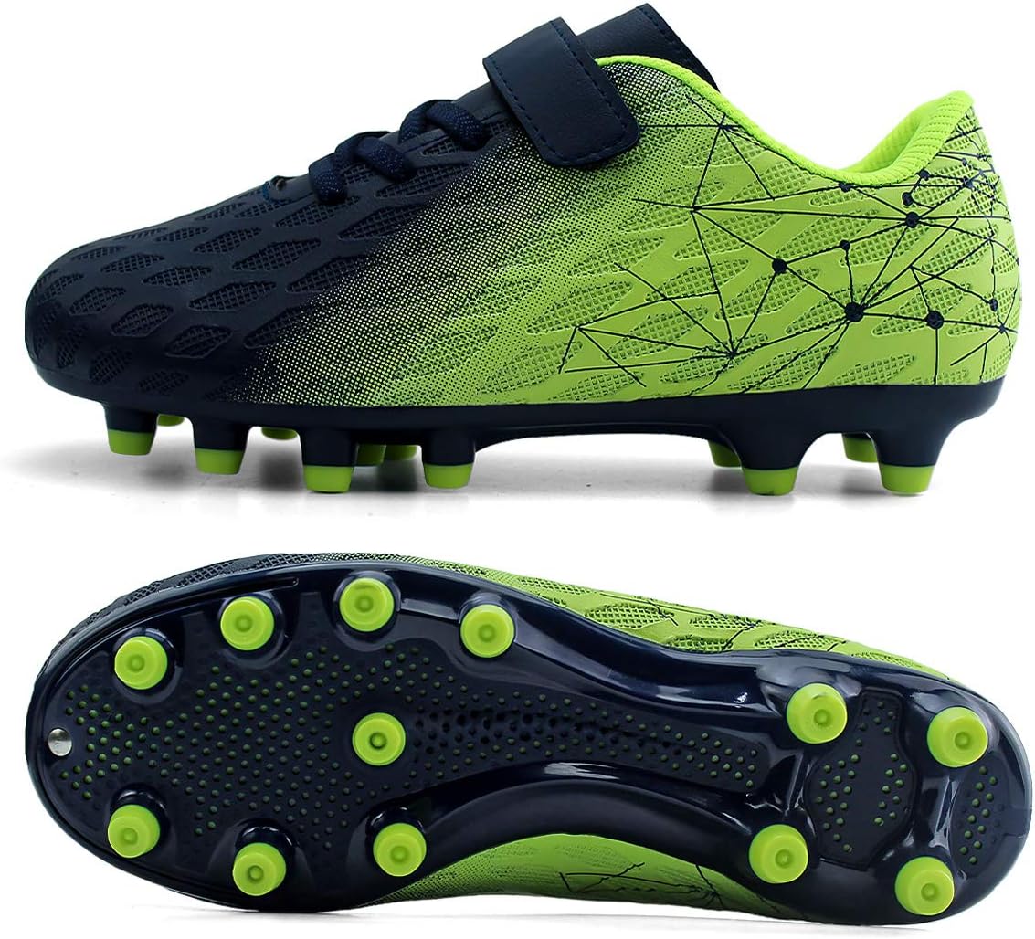 brooman Kids Firm Ground Soccer Cleats Boys Girls Athletic Outdoor Football Shoes
