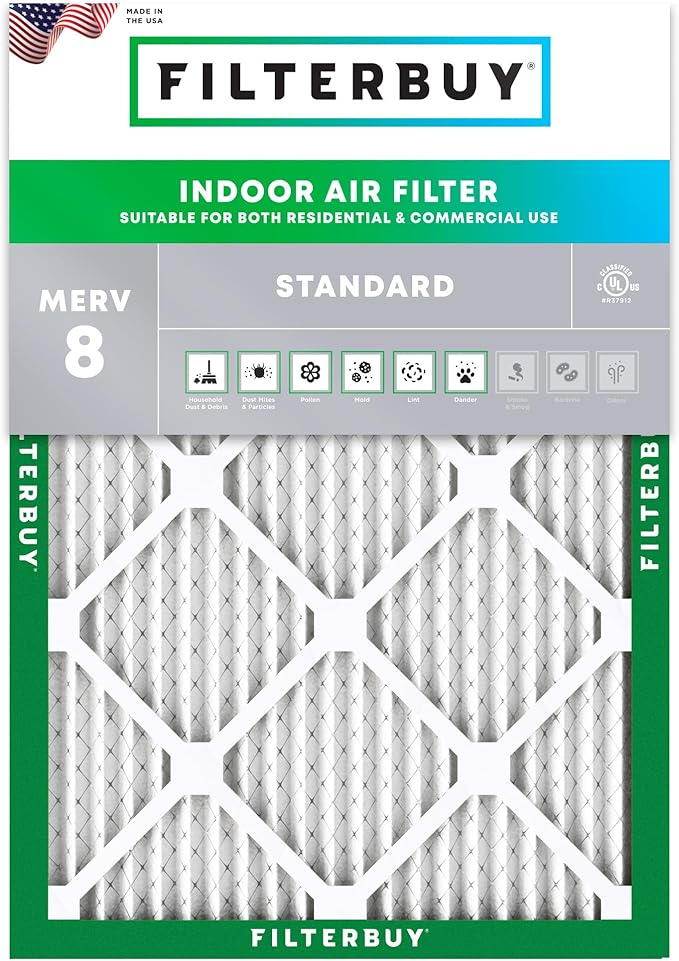 Filterbuy 20x21.5x1 Air Filter MERV 8 (MPR 700) Dust Defense Replacement (1-Pack), Electrostatic Pleated HVAC AC Furnace Filters, Made in USA (Actual Size: 19.88 x 21.50 x 0.75)