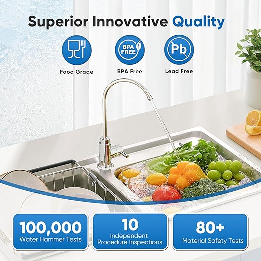 PUREPLUS Under Sink Water Filter, 22000 Gallons, 99.99% Chlorine Reduction, NSF/ANSI 42 Certified,Removes Heavy Metals,Chlorine, Direct Connect Under Counter Water Filtration System