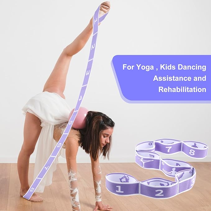 2Pcs Stretching Strap for Kids, Elastic Yoga Straps with Loops for Stretching Equipment, Kids Stretch Band, Resistance Bands, Gymnastics Stretch Band for Trainer Gymnastics Training, Yoga, Latin-FlexoryFit