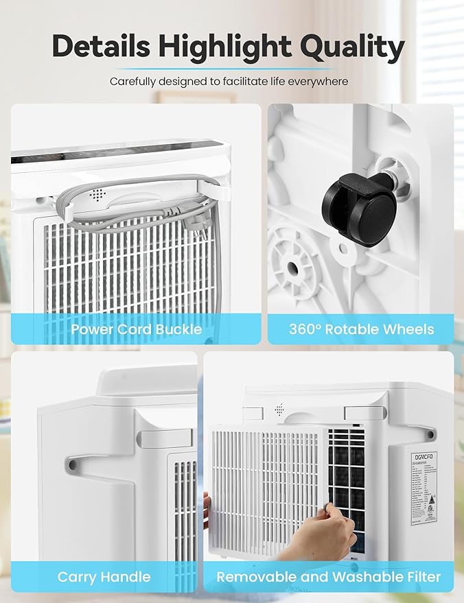 4500 Sq. Ft Dehumidifier for Basement, 50-70 Pints Large Dehumidifiers for Home with drain hose and 5L Water Tank, Moisture Removal for Whole House, Large Room, and Intelligent Humidity Control