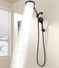 Dual Filtered Shower Heads Combo, High Pressure Rain Shower Head with Handheld Spray Built-in Power Wash, Dual Handheld Shower Head for Hard Water, Remove Chlorine for Healthier Skin-Black