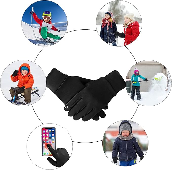 Kids Winter Gloves Thick Soft Fleece Warm Touch Screen Anti-Slip for Boys Girls 3-15 Years Cycling School-FlexoryFit