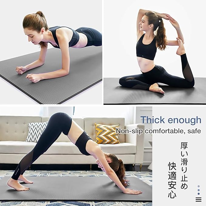 Thick Yoga Mat Non Slip, Large Size 72" L x 32" W x 0.6" TH, Premium Exercise & Fitness Mat with Carrying Strap and Bag, Workout Mats for Home-FlexoryFit