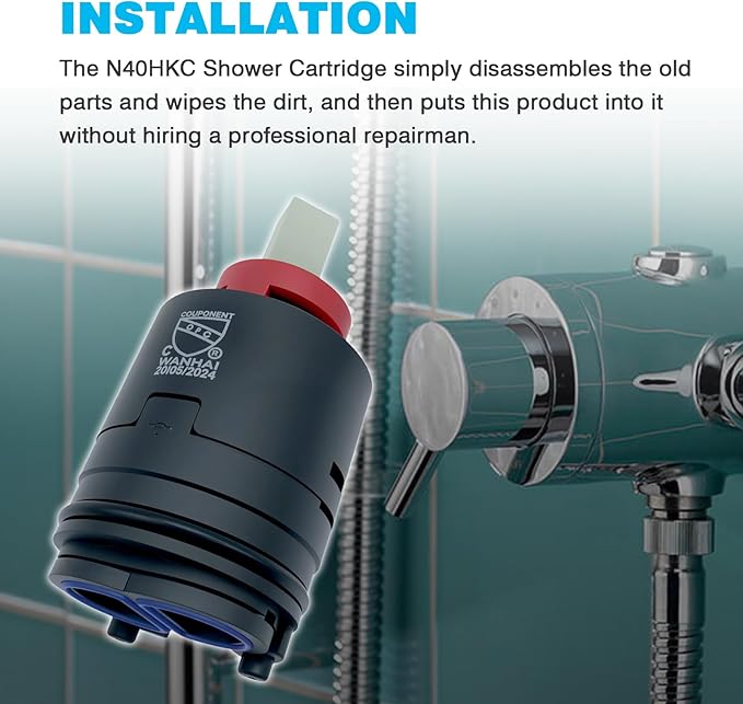 N40HKC Shower Cartridge 40mm Faucet Cartridge Replacement Compatible With Many Other Tub/Shower Faucet, for Shower Valve 1 PCS